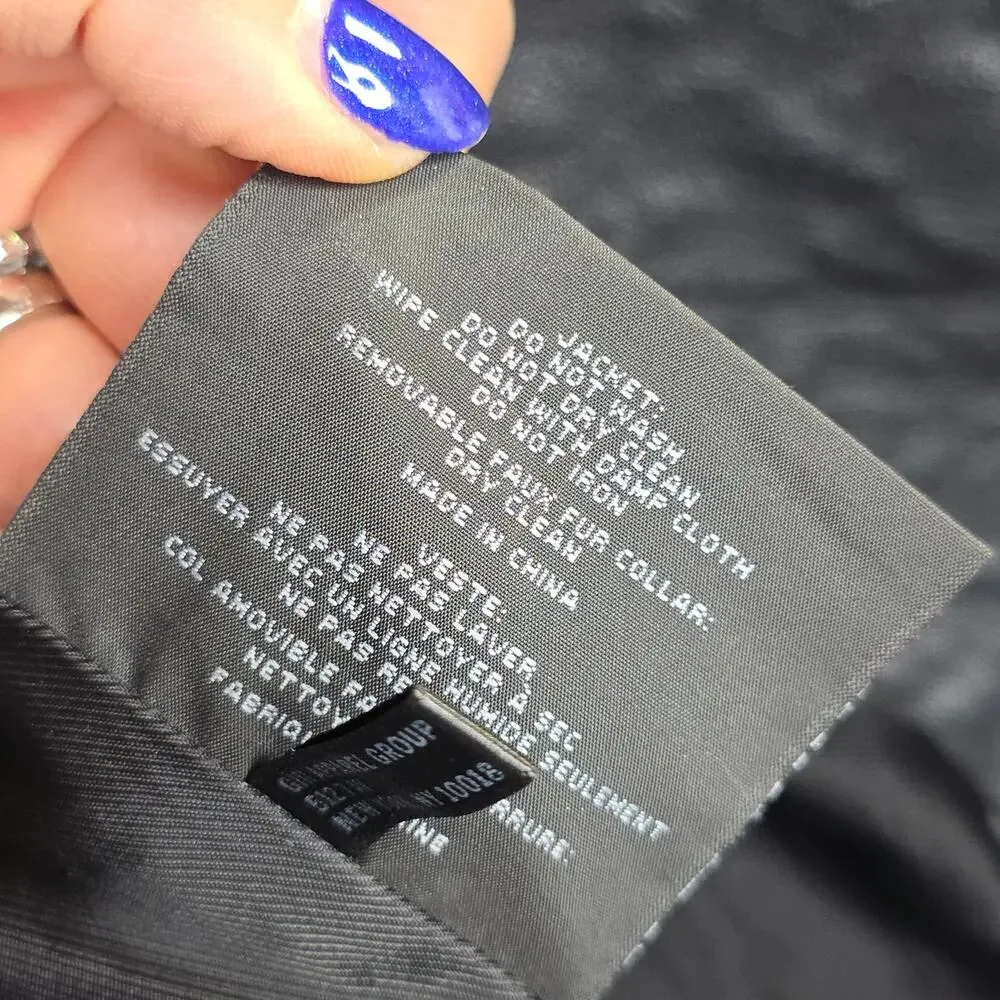 Marc NewYork SzM Faux Black Thick Sturdy 3D surface Moto Biker Jacket Gangster‎